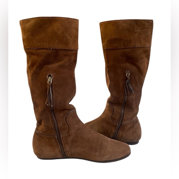 Made In Italy brown suede knee high boots Sz 40 - Picture 5 of 11